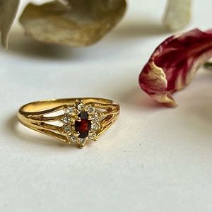 Vintage imitation Ruby and Diamond Ring